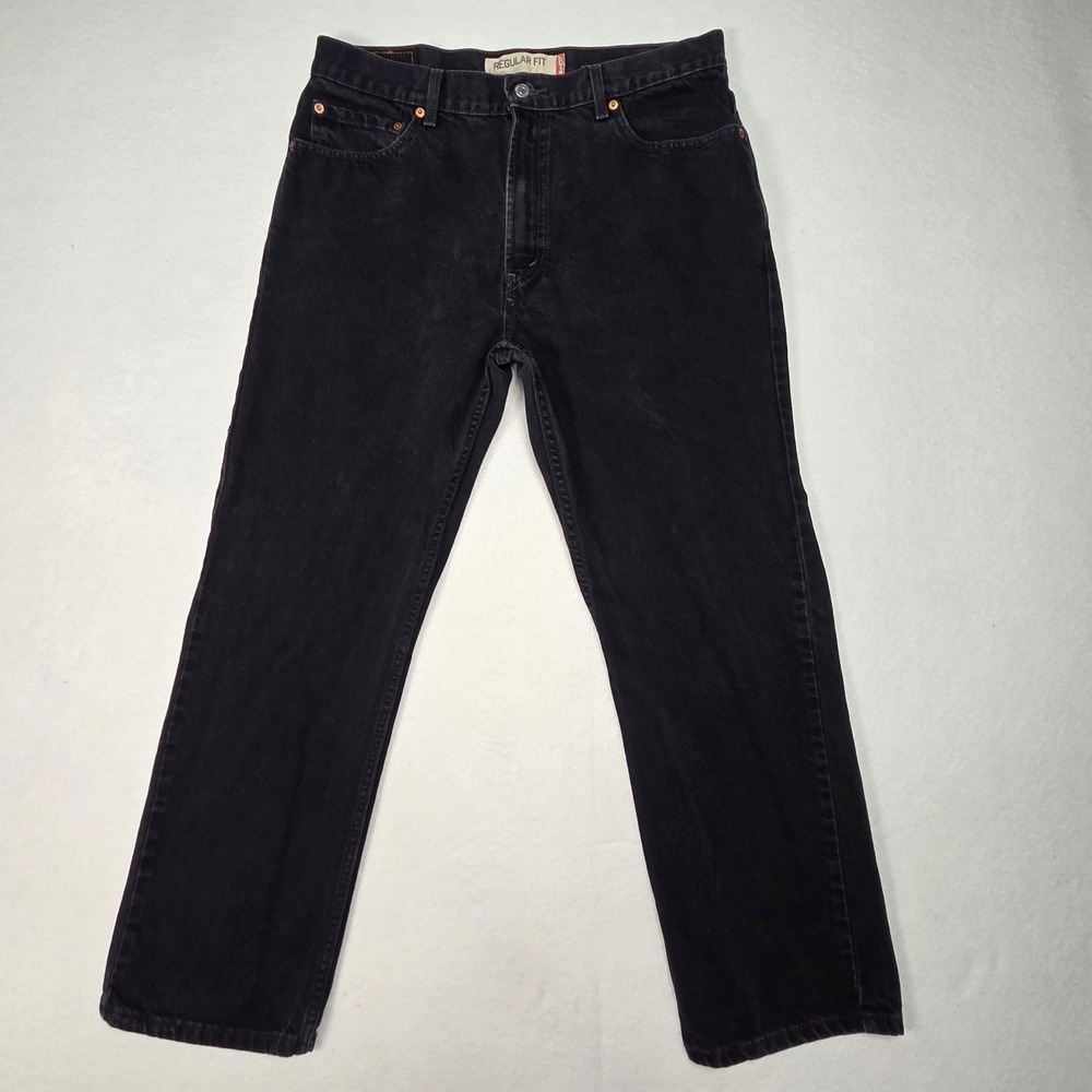 Vtg Levis 505 Regular Fit Jeans Mens 36x30 (34x29) Black Denim Straight Leg Pant